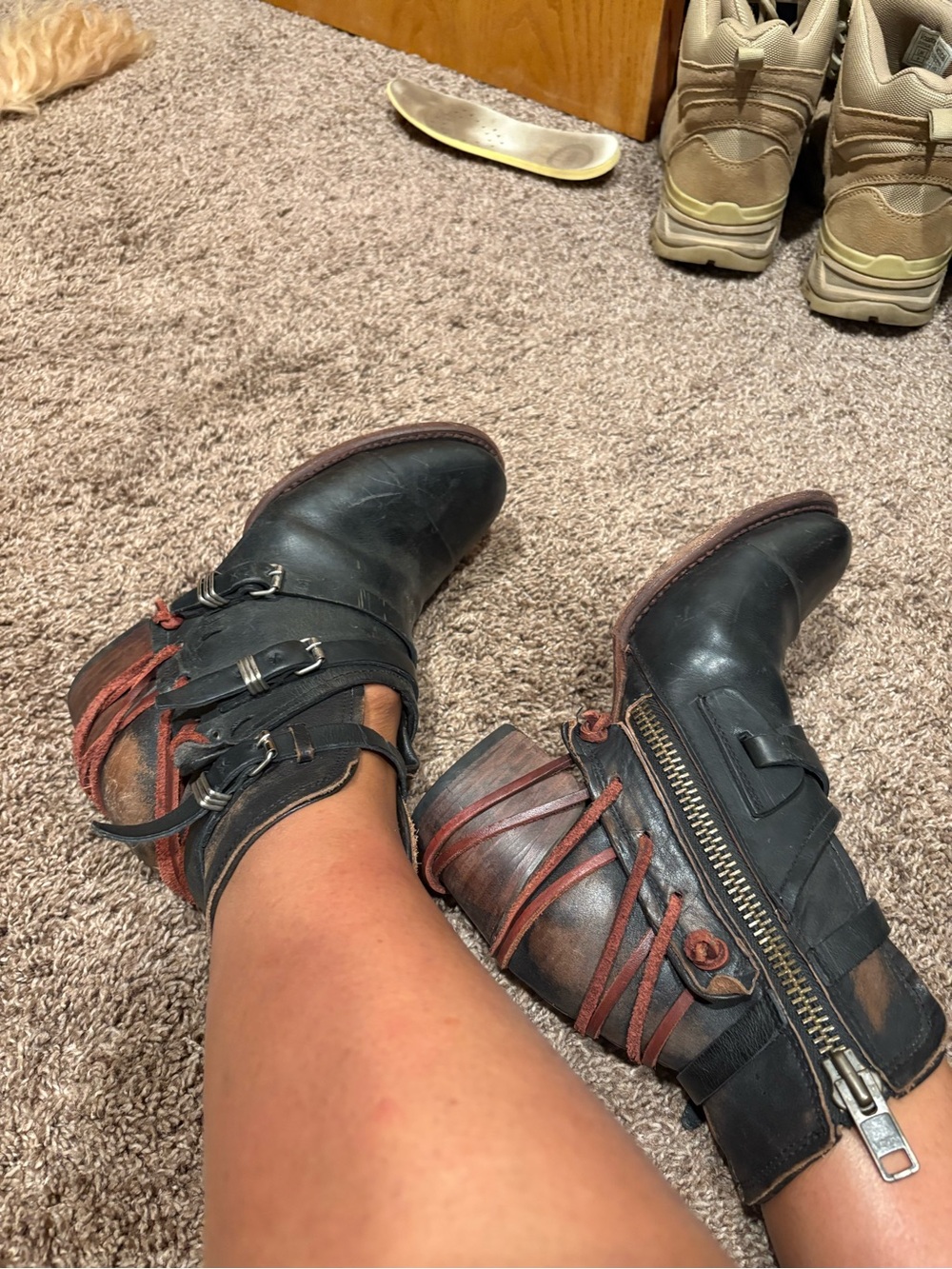 Freebird by Steven Black Leather Ankle Booties with Buckle Accents - Picture 8 of 10